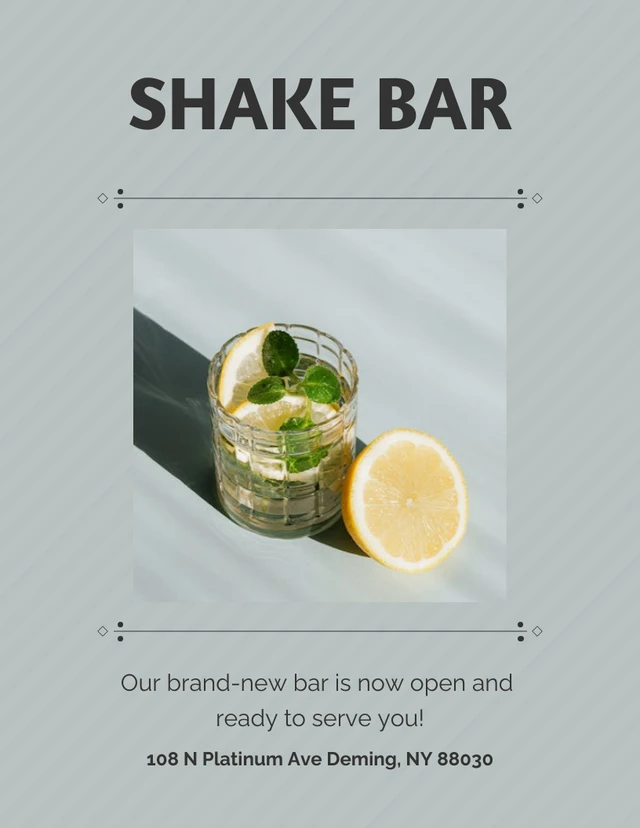 Silver Promotion New Bar Poster with Drinks Image Template
