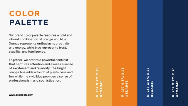 Dark Blue and Orange Tech Brand Guideline Presentation - Page 4