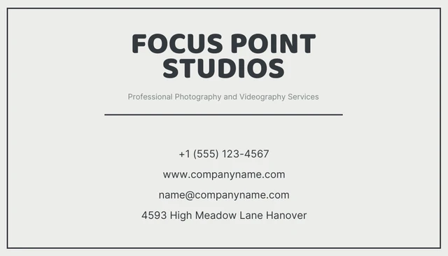 Dark Grey And Beige Minimalist Focus Photo Studio Business Card - Page 2