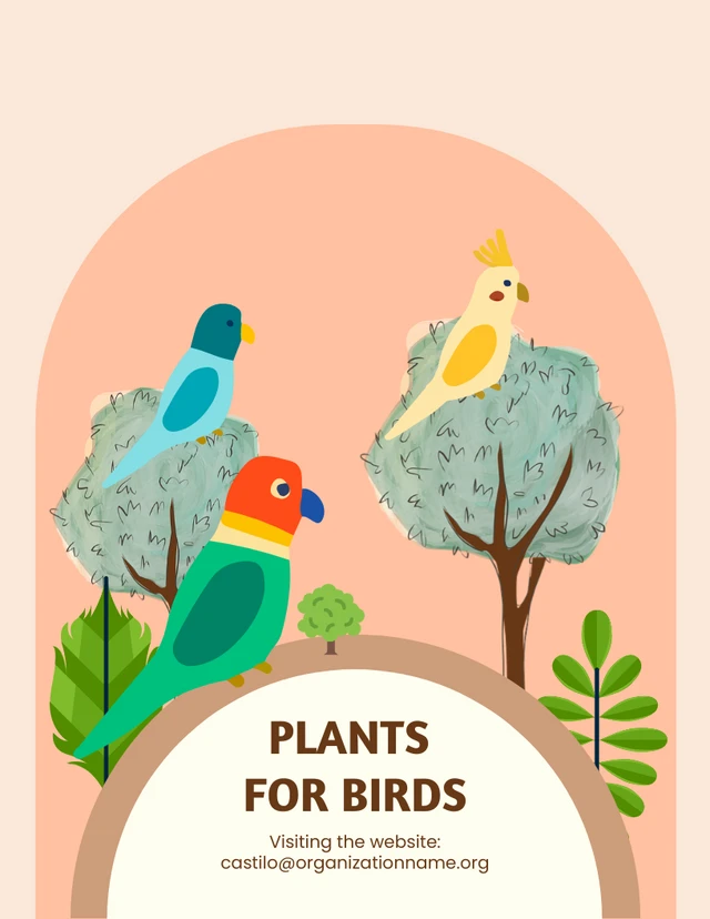 Simple Chocolate Plants Bird poster Template
