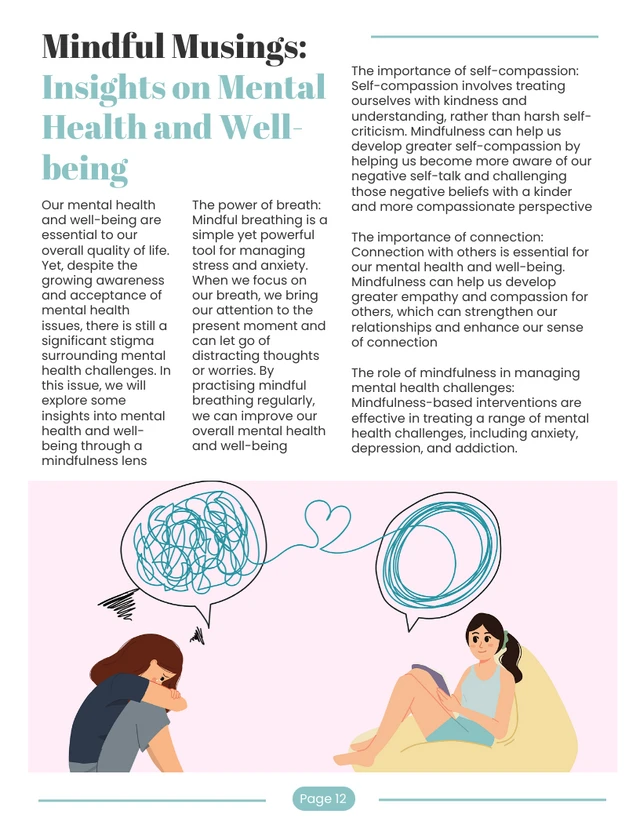 Pink And Teal Insight on Mental Health Newsletter