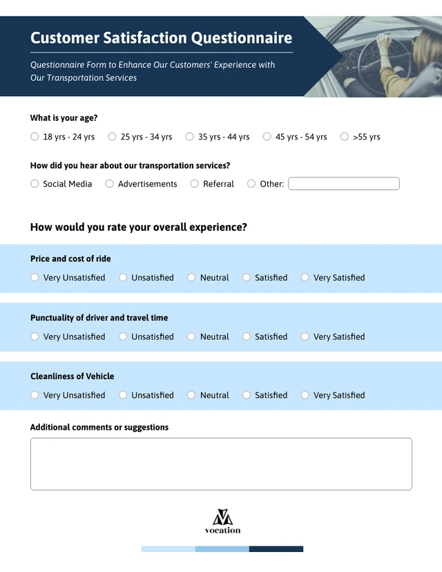 Simple Blue Questionnaire Form Template