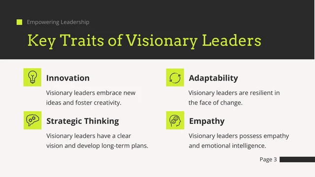 Black Green White Minimalist Modern Leadership Presesntation - Page 3