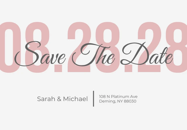 Pink Clean Charming Wedding Save The Date Template
