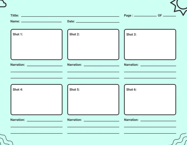 Blue Video Plan Storyboard Blank Template