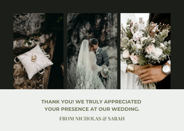 Black Modern Elegant Wedding Thank You Postcard - Page 1