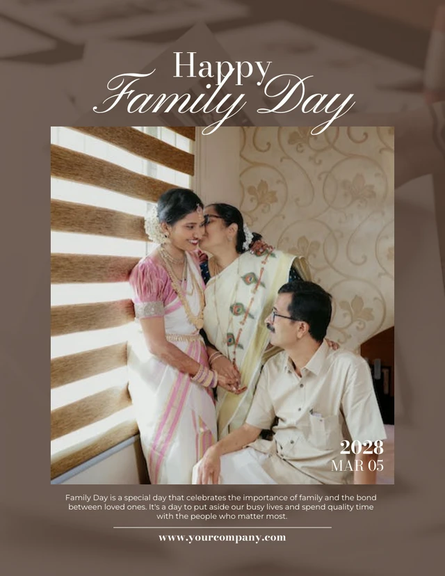 Brown Simple Family Day Poster Template
