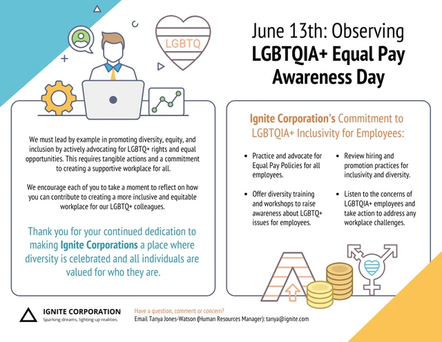 LGBTQIA+ Equal Pay Awareness Day Gay Rights Poster Template