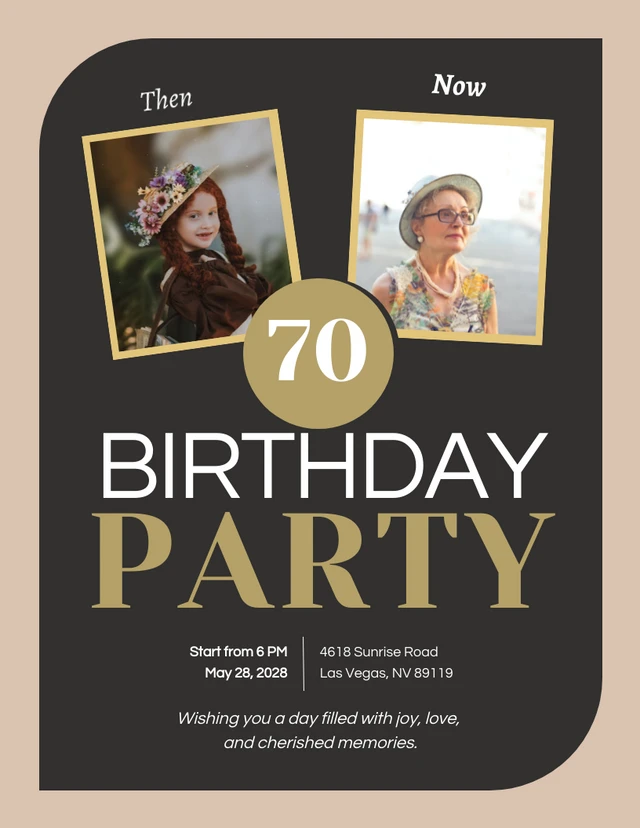 Vintage Pastel 70Th Birthday Invitation Template