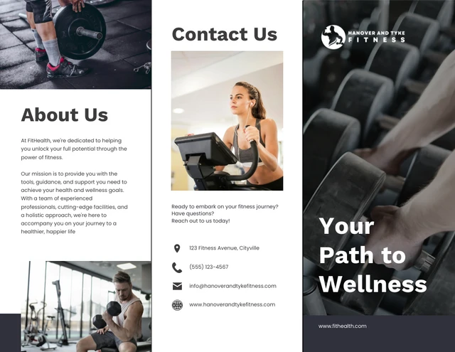 Grey and White Minimalist Fitness Trifold Brochure - Page 1