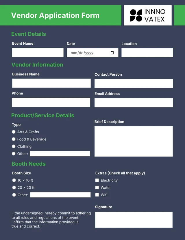 Minimalist Dark mode Forres Green Application Form Template