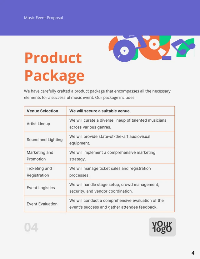 Purple And Orange Minimalist Music Event Proposal - Page 4