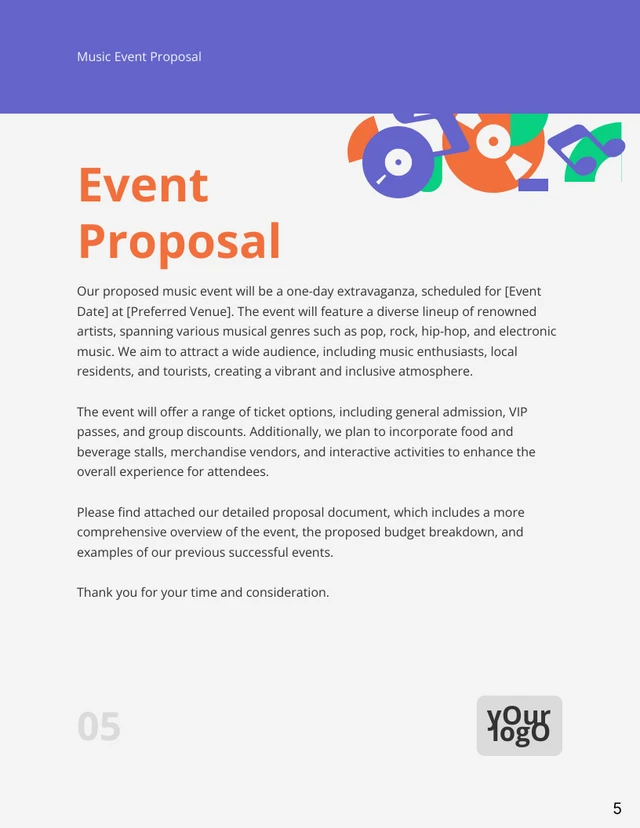 Purple And Orange Minimalist Music Event Proposal - Page 5