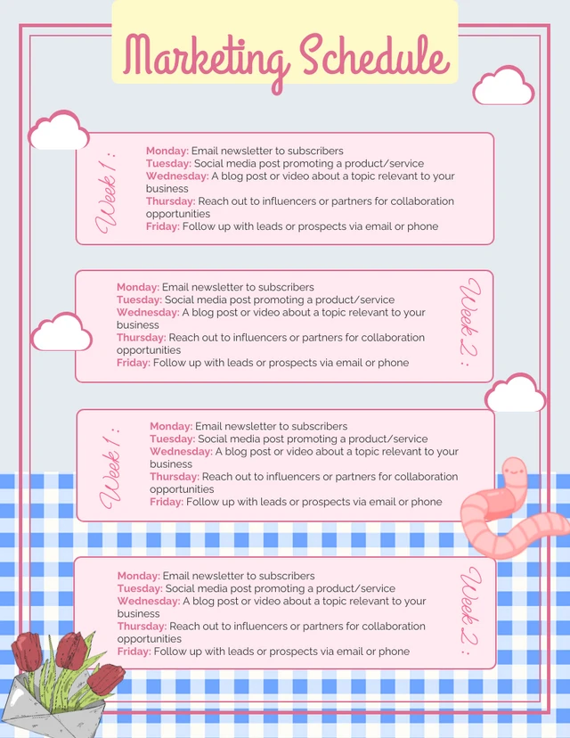 Picnic-Themed Marketing Schedule Template