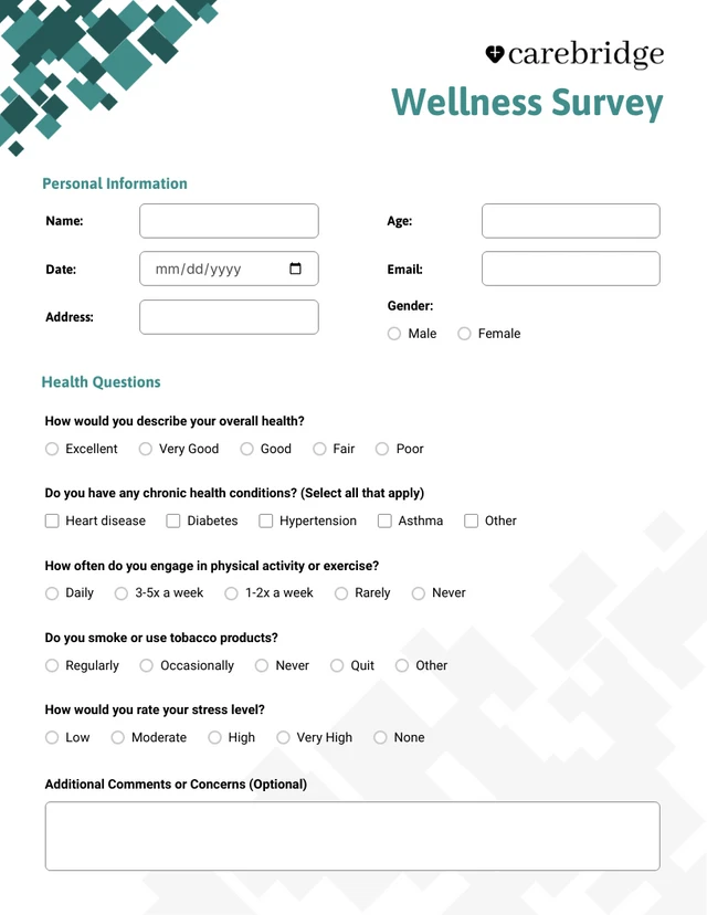 Green and White Minimalist Survey Form Template