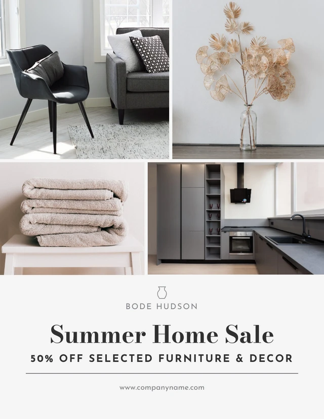 Light Grey Minimalist Summer Sale Photo Collage Poster Template