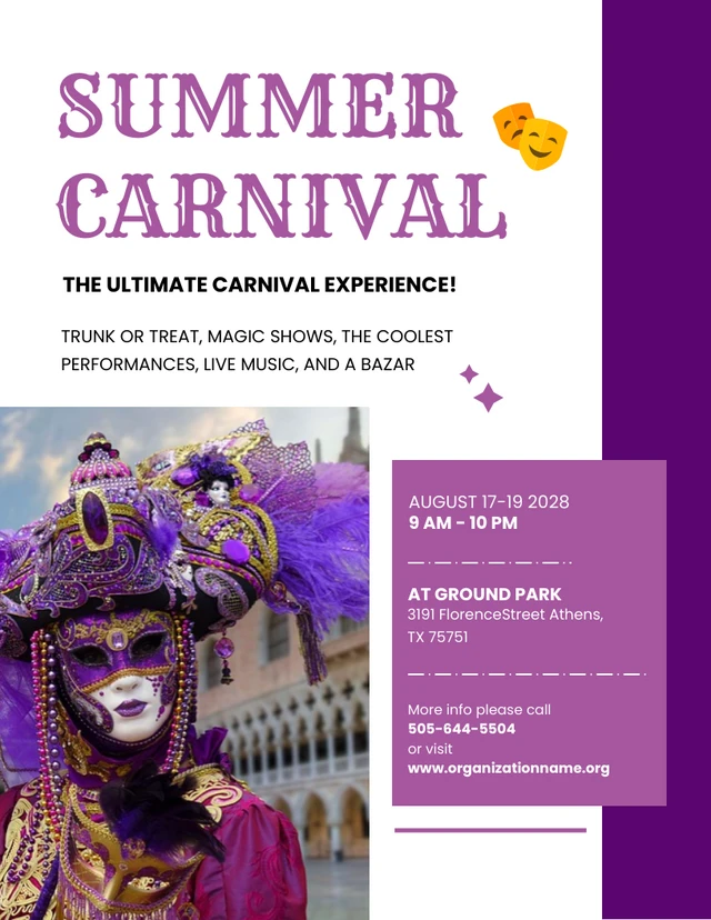 Violet Summer Carnival Poster Template
