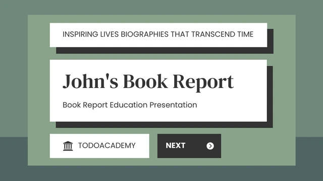 Dark Green Book Report Education Presentation - Page 1