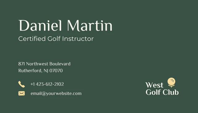 White Minimalist Golf Instructor Business Card - Page 2