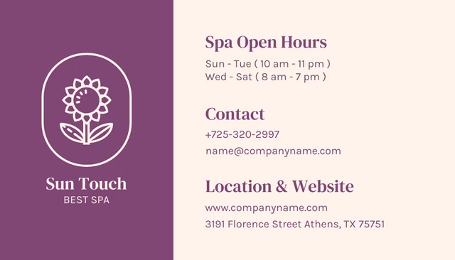 Dark Purple And Beige Minimalist Aesthetic Spa Appointment Business Card - Page 1