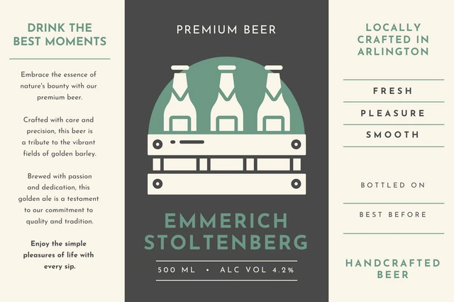 Beige And Dark Grey Minimalist Beer Label Template