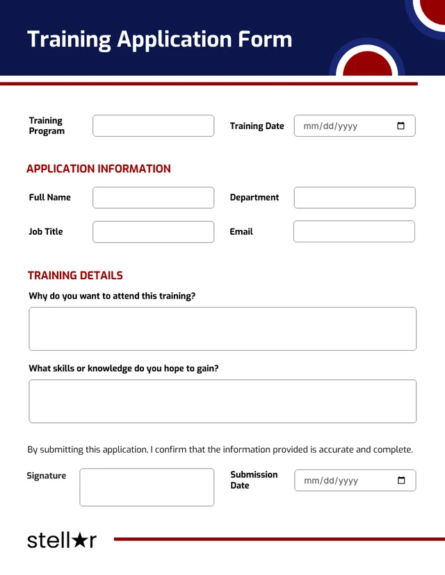 Blue and Red Simple Application Form Template