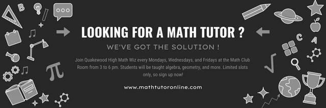 Dark Modern Minimalist Math Tutor Banner Template