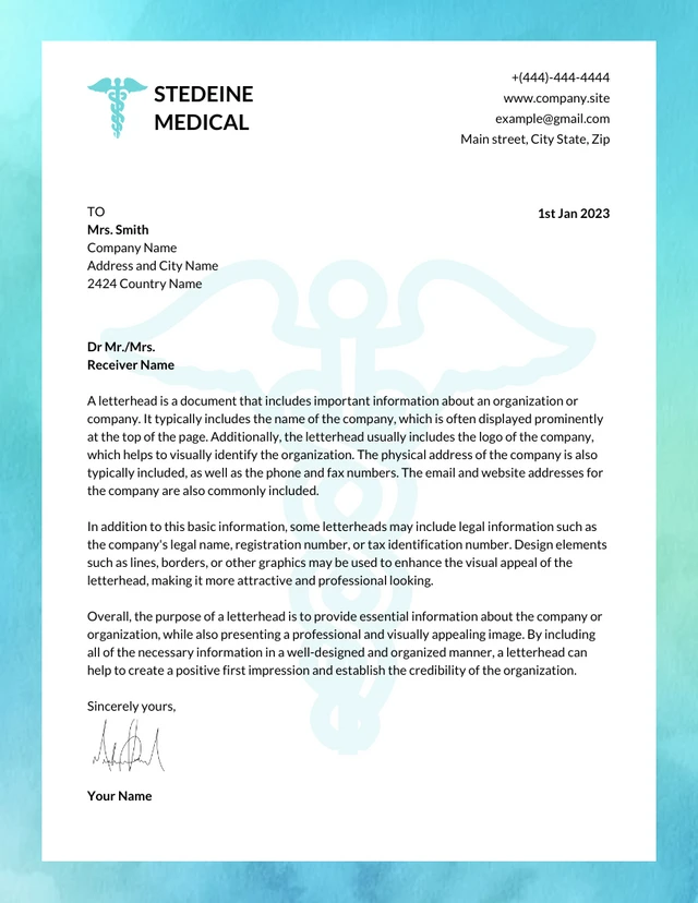 Colorful Gradient Modern Medical Company Letterhead Template
