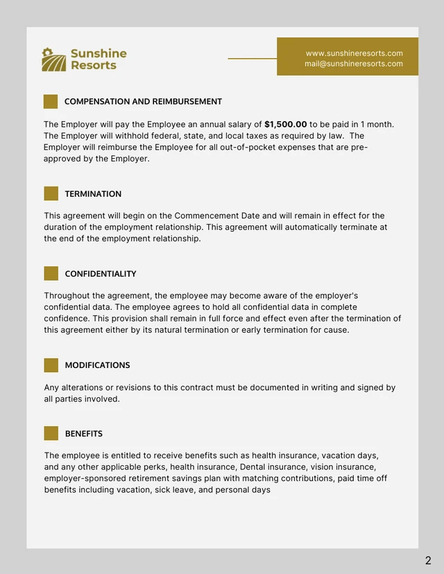 Seasonal Employment Contract Template - Page 2