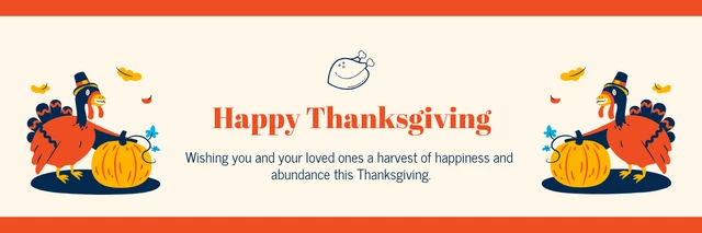 Beige And Orange Illustration Happy Thanksgiving Banner Template