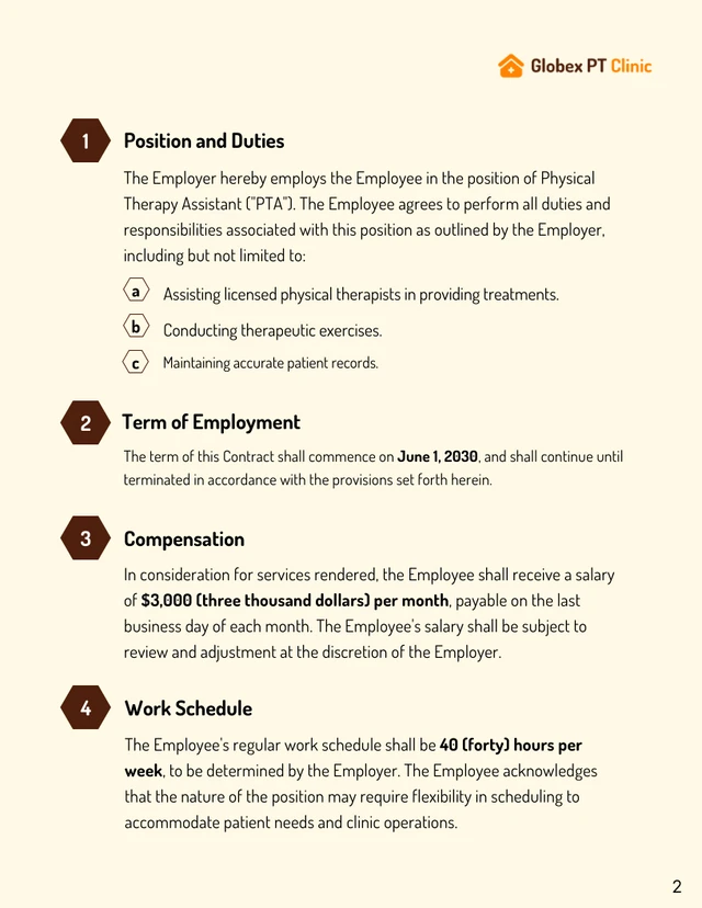 Employment Contract Template of Physical Therapy Assistant - Page 2