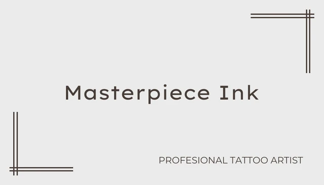 Grey And Brown Line Simple Minimalist Tattoo Business Card - Page 1