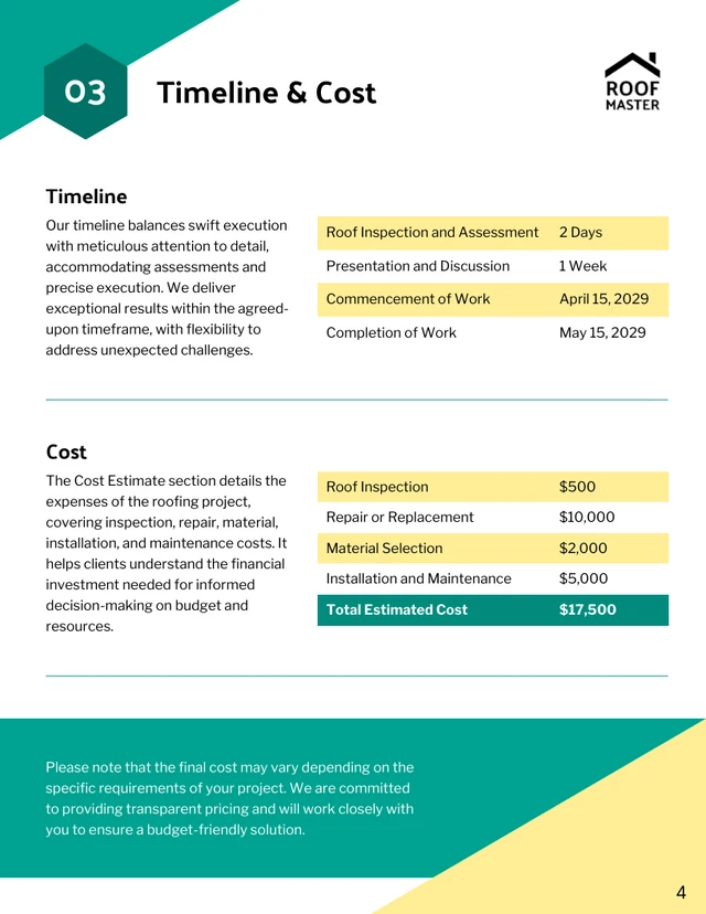 Commercial Roofing Proposal Template - Page 4