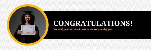 White Black And Yellow Modern Rustic Congratulation Graduation Banner Template