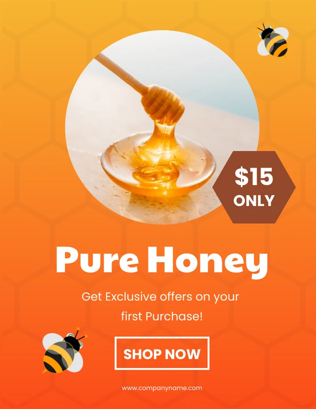 Natural Pure Honey Sale Poster Template
