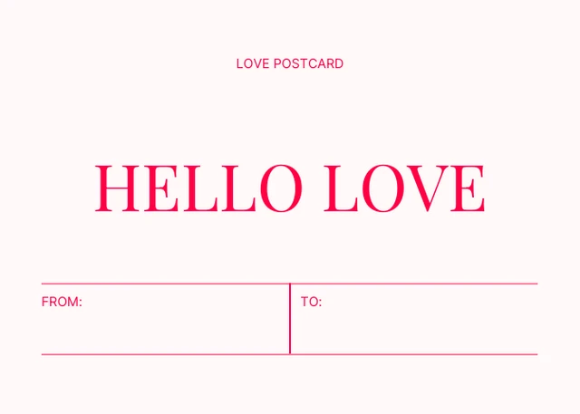 Light pink Minimalist Hello Love Postcard - Page 1