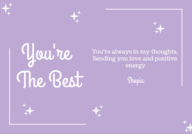 Purple White Typographic Thinking Of You Card Template
