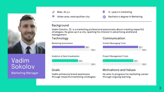 White Purple and Green Minimalist User Persona Presentation - Page 3