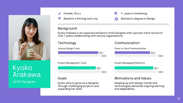 White Purple and Green Minimalist User Persona Presentation - Page 4