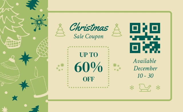 Light Green Modern Abstract Illustration Christmas Sale Coupons Template