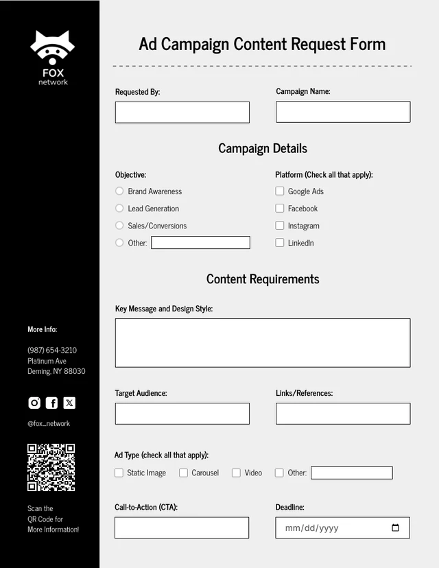 Simple Grey and Black Content Forms Template