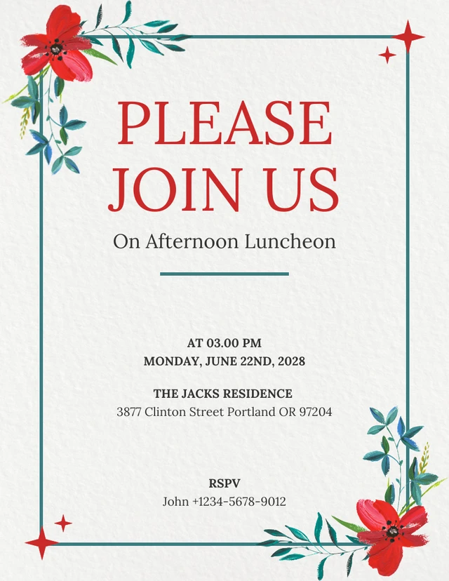 Light Grey Modern Texture Floral Afternoon Luncheon Invitation Template