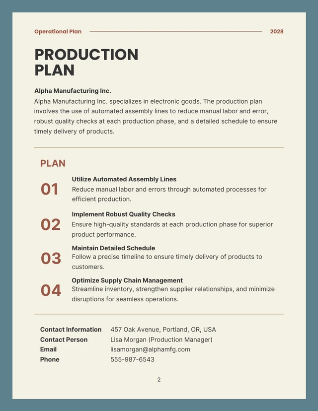 Creamy Gray And Blue Minimalist Operational Plan - Page 2