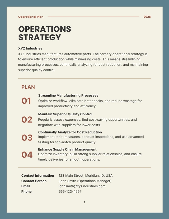 Creamy Gray And Blue Minimalist Operational Plan - Page 1