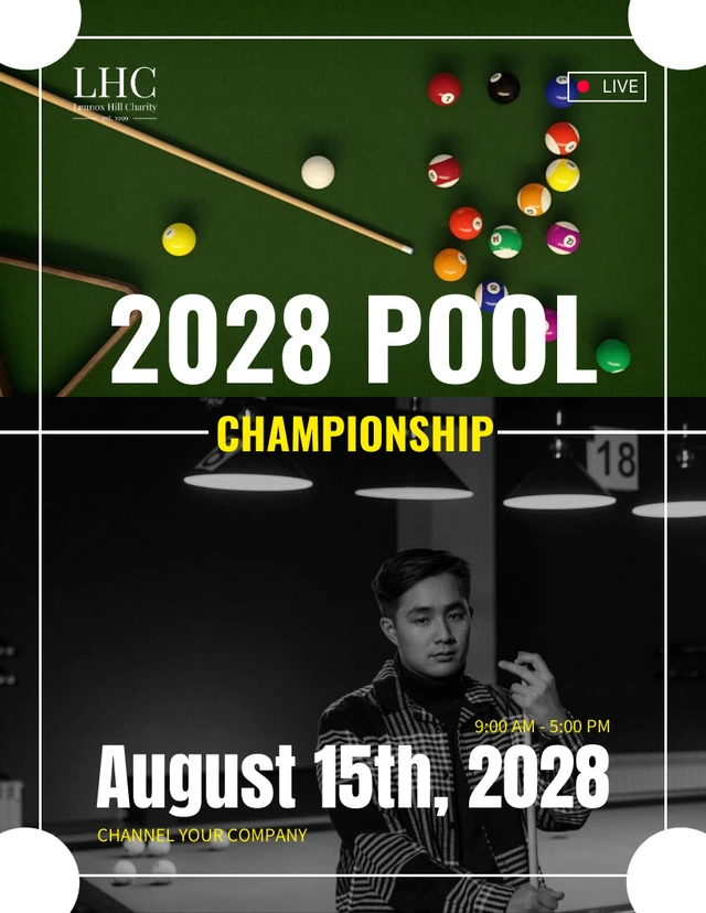 Pool Championship TV Broadcast Poster Template
