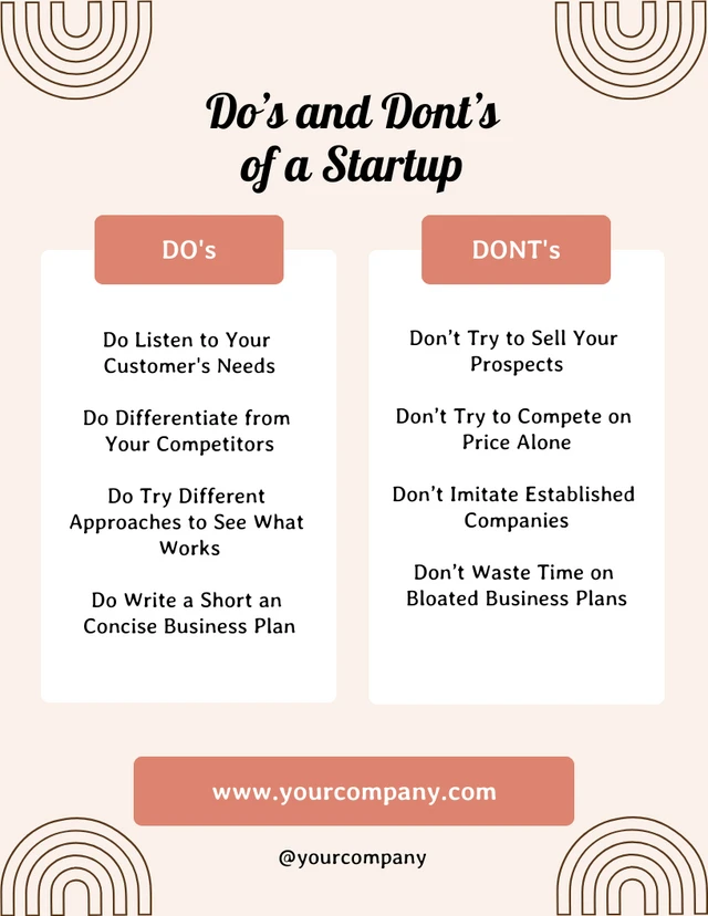 Orange And White Modern Simple Rustic Startup T-Chart Diagram Template