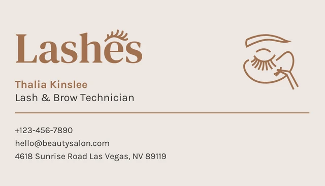 Beige And Brown Minimalist Aesthetic Lash Business Card - Page 2