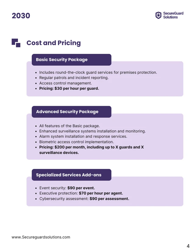 Security Services Proposal Template - Page 4