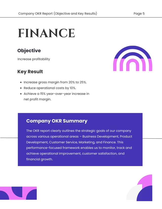 White Shape Minimalist Colorful OKR Report - Page 5