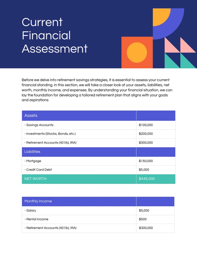 Colorful Geometric Retirement Planning Financial Plan - Page 2